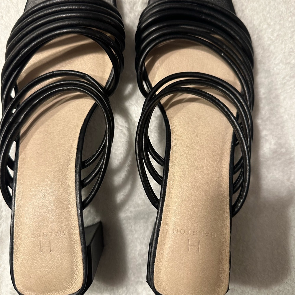 Halston Heritage Black Strappy Heels Size 9